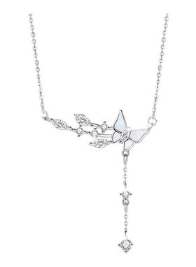 雅影花灵蝶舞925纯银项链女小众