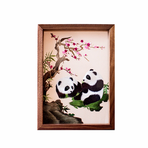 苏绣摆件刺绣熊猫伴手礼非遗文创三件套盒中国商务礼品送老外礼物