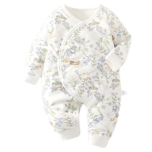 新生儿蝴蝶衣秋冬季衣服60克薄棉初生宝宝连体衣加棉加厚哈衣爬服