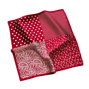 红色腰果花真丝小方巾丝巾秋薄款护颈领巾桑蚕丝颈饰围巾杭州丝绸