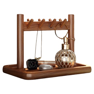 钥匙收纳玄关摆件家用入户门口置物架实木桌面托盘台面装饰小架子