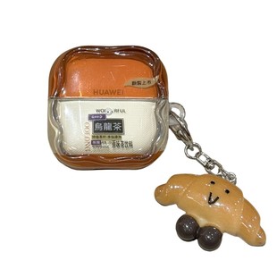 创意饮料乌龙茶适用于华为freeclip2代保护套波浪纹freebuds se3咖啡半透软壳freeclip耳夹保护套airpodspro3