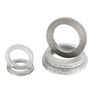 双叠自锁防松垫圈304不锈钢咬合式带齿防松防滑锁紧螺丝垫片65锰