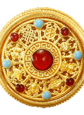 诗普琳足金999转动八宝罗盘