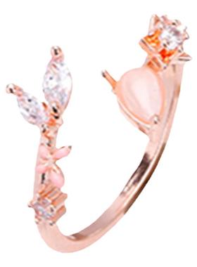 彩色花朵锆石双层开口戒指