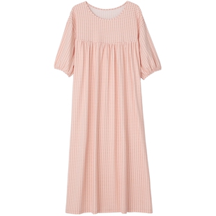 康妮雅2026新款睡裙女春夏七分袖宽松大码睡衣孕妇家居长裙可外穿