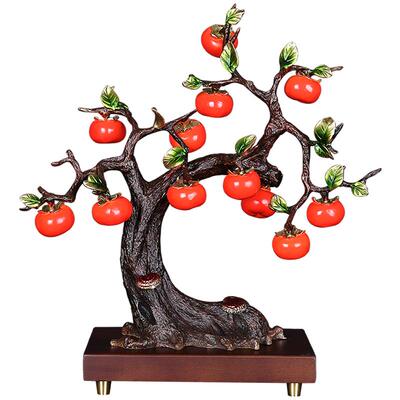 柿柿如意全黄铜事事如意柿子摆件