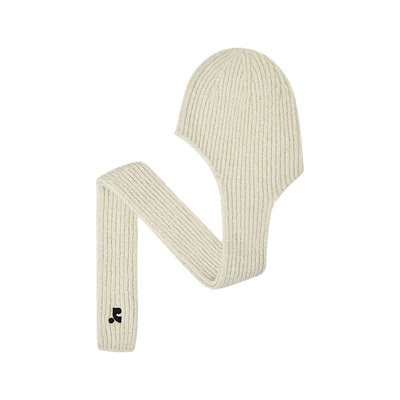 RR字母刺绣护耳围巾一体毛线帽