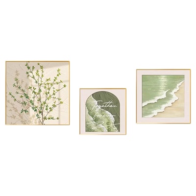 北欧绿植客厅三联装饰画餐厅壁画