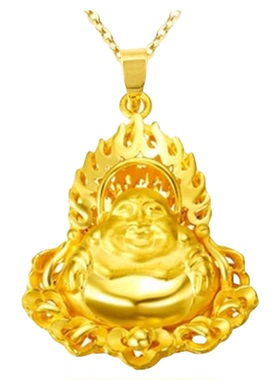 越南沙金仿黄金弥勒佛吊坠