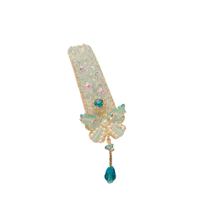 满钻水晶蝴蝶结发夹高端珍珠吊坠侧边夹高颜值bb夹发饰高级感气质