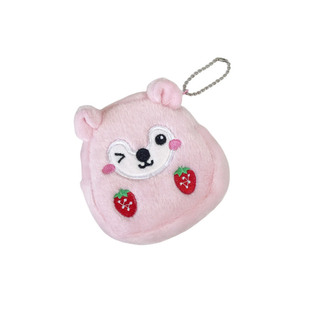 Gifts for addicts 可爱草莓仓鼠便携式零钱包学生卡通毛绒收纳袋