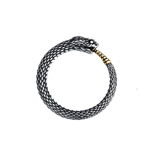 手午原创|设计活口响尾蛇衔尾蛇戒指925银暗黑先锋男女情侣