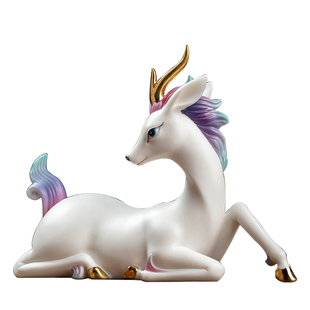 高档陶瓷七彩小灵鹿摆件客厅酒柜电视柜桌面摆放朋友送礼一鹿有你