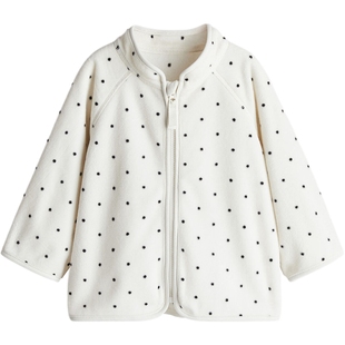 HM童装男婴女婴外套洋气抓绒保暖外出拉链长袖打底开衫1239729