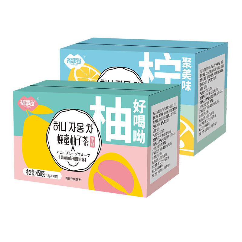 福事多蜂蜜柚子茶柠檬茶果酱泡水喝的东西冲饮小包装冲水饮品450g