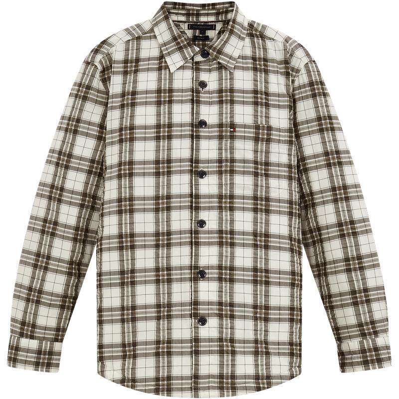 Tommy男泡泡纱格纹宽松棉服衬衫