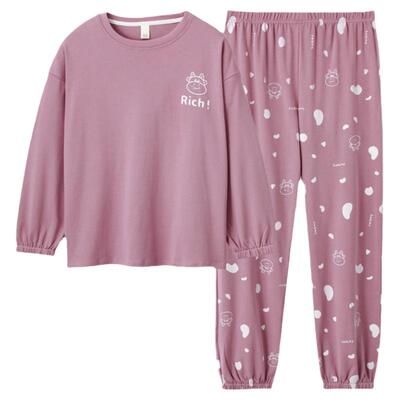 安姿曼长袖睡衣女全棉加厚家居服