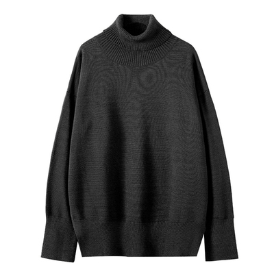 秋冬季新款高领黑色日系针织衫