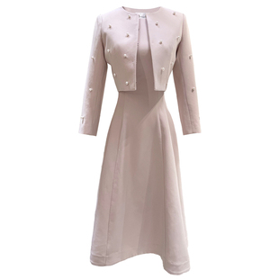 熊熊屋【洋房珍珠】高知韩女 珍珠西装外套 掐腰大裙摆套装裙