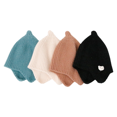 婴儿秋冬护耳套头帽可爱针织帽