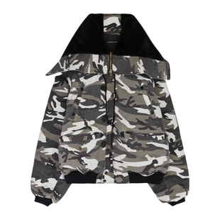 Graiiz Project gr雪地白迷彩连帽拉链N2B飞行夹克Bomber棉服外套