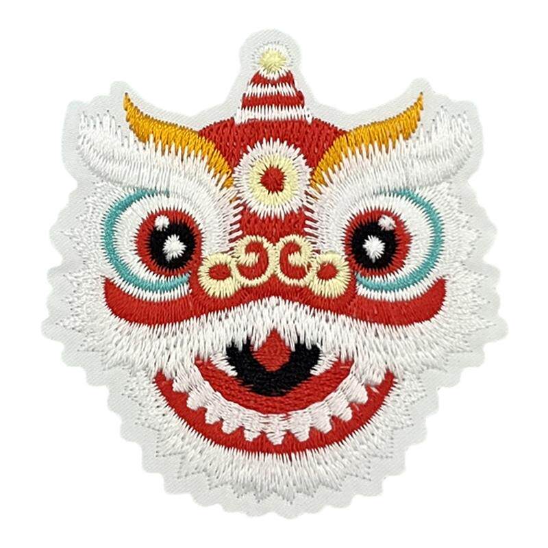 国潮醒狮布贴羽绒服补丁贴新款补丁布贴衣服补洞贴自粘免缝刺绣贴