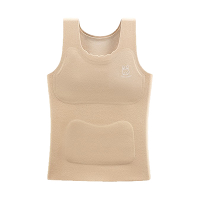 女大童德绒羊毛保暖背心带胸垫