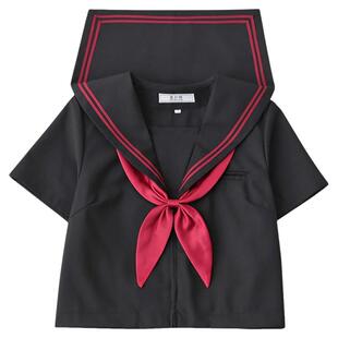 日系黑色正统基础款JK制服软妹红二本水手服中间服套装学院风班服