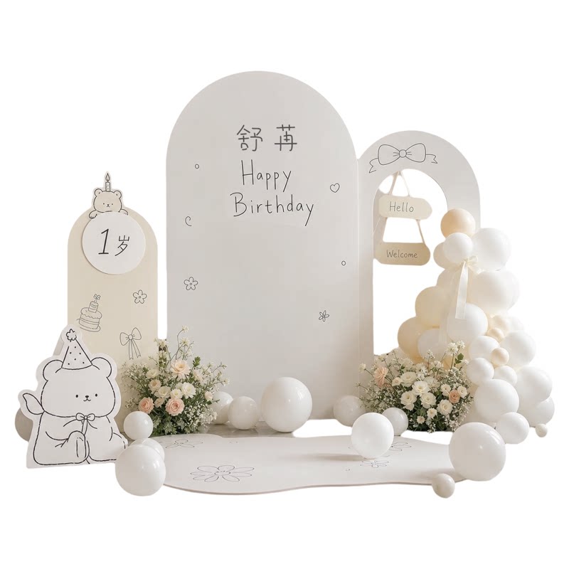 KT板背景墙装饰一周岁生日布置宝宝宴布置气球生日装扮装饰布置