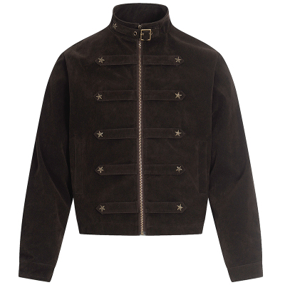 原创摩登复古星星铆钉绒面外套潮
