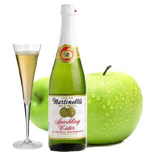 现货Martinellis美国原装金装经典气泡果酒起泡苹果汁750ml无酒精
