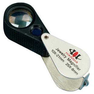 折叠便携式双镜一体珠宝放大镜10倍25倍高清光学镜片鉴定文玩邮币