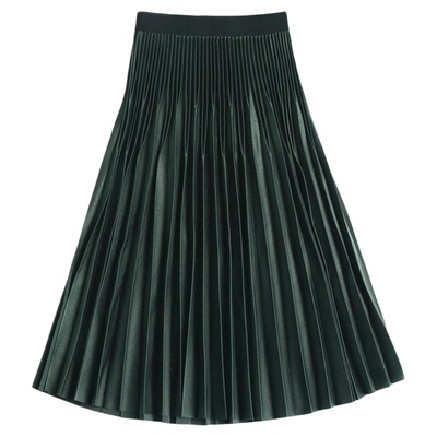 8896-醋酸百褶裙半身裙松紧腰