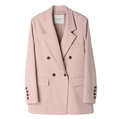 popchrio三色西装平驳领双排扣