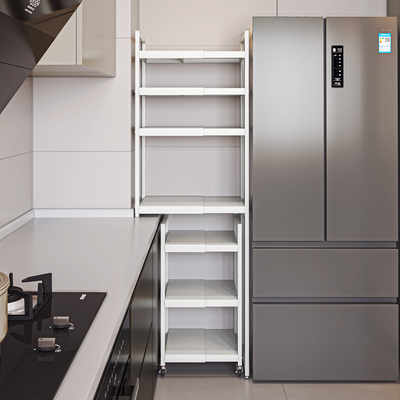 异型厨房夹缝置物架落地多层空间利用可伸缩微波炉架子小推车收纳