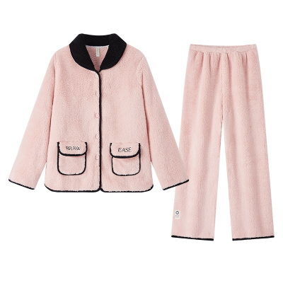BE珊瑚绒加厚睡衣女冬撞色轻甜