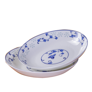 景德镇陶瓷餐具青花骨质瓷圆形深盘8英寸创意家用菜盘子汤碟