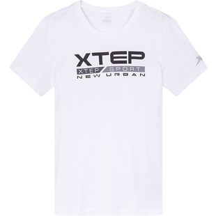 特步短袖女T恤白夏季新款透气宽松大码半袖官方旗舰女款运动上衣