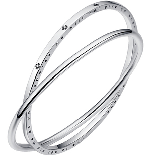 银手镯叠戴组合9999纯银双环四叶草银镯子女款小众高级感生日礼物