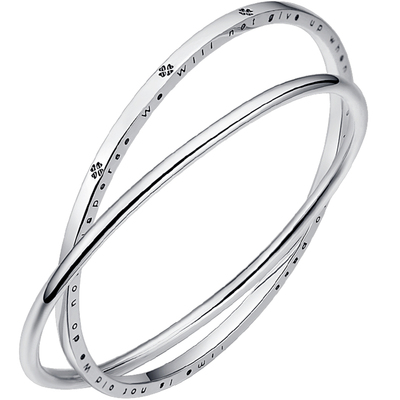 9999纯银双环银手镯女小众叠戴