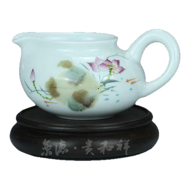贵和祥手绘茶海窑变荷花公道杯