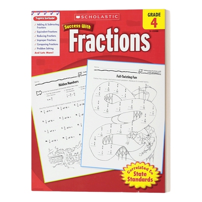 英文原版 Scholastic Success with Fractions  Grade 4 学乐成功系列分数练习册 四年级 英文版 进口英语原版书籍