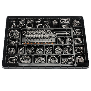 九连环鲁班锁孔明锁全套小学生智力解扣24件套不锈钢儿童益智玩具