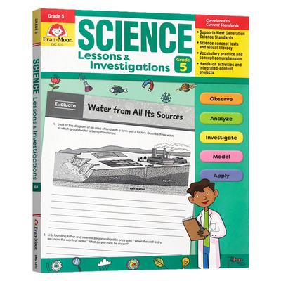 科学研究探索系列练习册 五年级 英文原版 Evan-Moor Science Lessons and Investigations Grade 5 TE 美国加州英语教辅 evanmoor