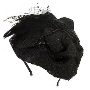 高级感轻奢羽毛贝雷帽子表演发箍女头箍压发卡发捆头饰半帽遮白发