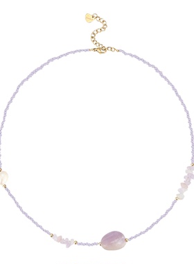 鱼头星星串珠项链女生时尚紫水晶锆石饰品度假风小众百搭官方正品