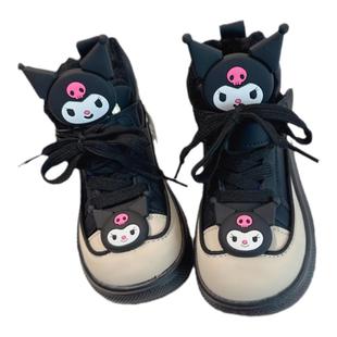 清仓女童高帮运动鞋2025新款秋冬季女孩软底加绒黑色老爹鞋二棉鞋