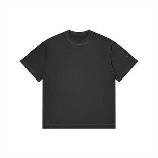 美式复古重磅圆领冰感T恤短袖夏宽松打底衫硬汉运动休闲五分袖男