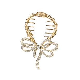 蝴蝶结铃兰花丸子头发夹女后脑勺2024新款高端盘发扣抓夹气质头饰